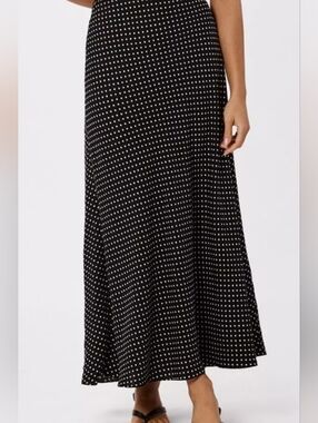 Robert Louis Black Maxi Skirt with White Polka Dots